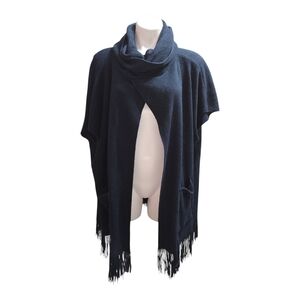 Navy Blue Shawl with Fringe